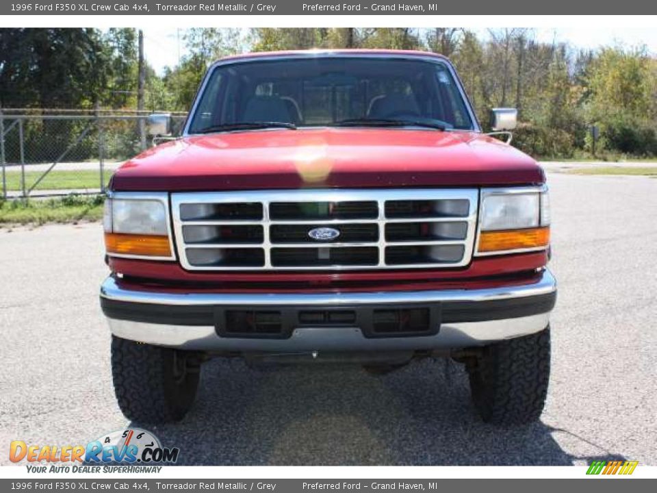 1996 Ford F350 XL Crew Cab 4x4 Torreador Red Metallic / Grey Photo #3