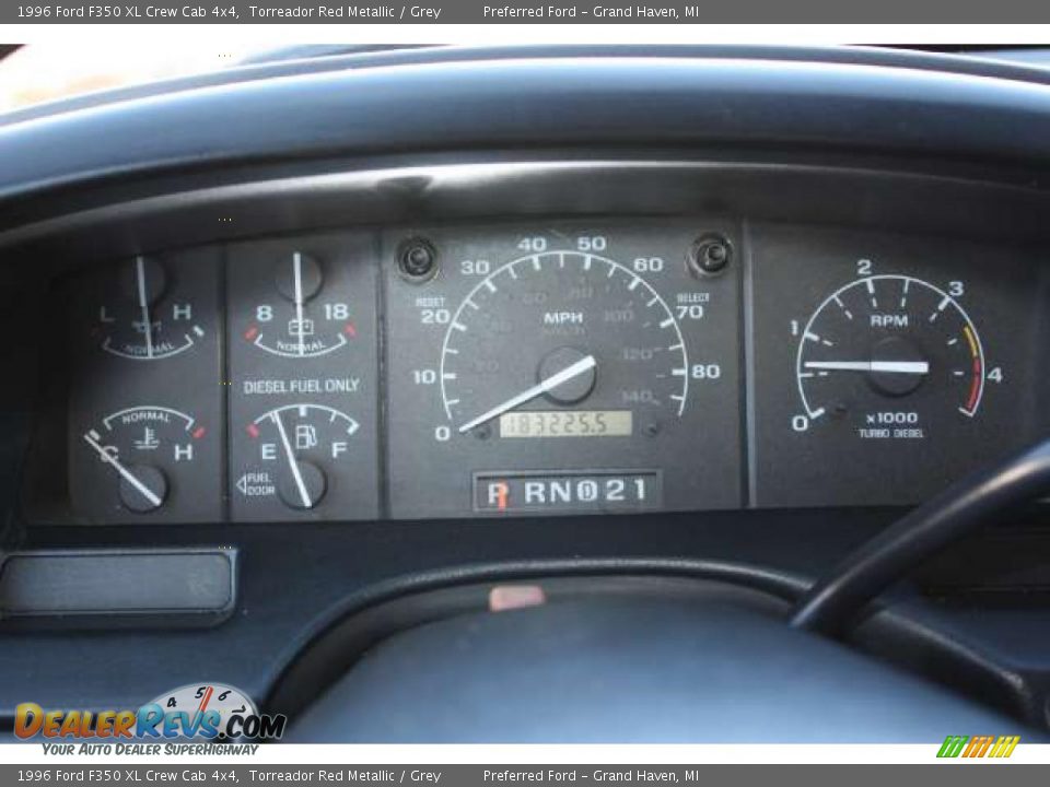 1996 Ford F350 XL Crew Cab 4x4 Torreador Red Metallic / Grey Photo #10