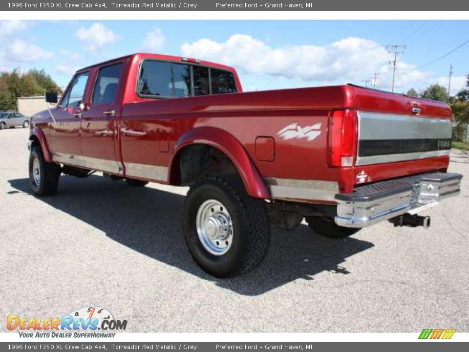 1996 Ford F350 XL Crew Cab 4x4 Torreador Red Metallic / Grey Photo #26