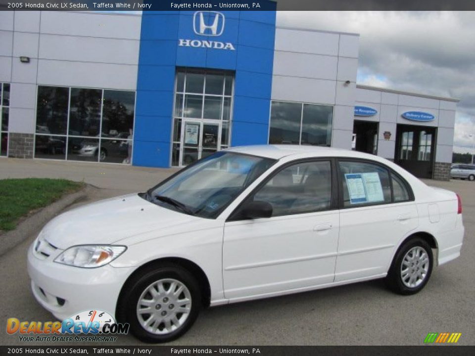 2005 Honda Civic LX Sedan Taffeta White / Ivory Photo #1