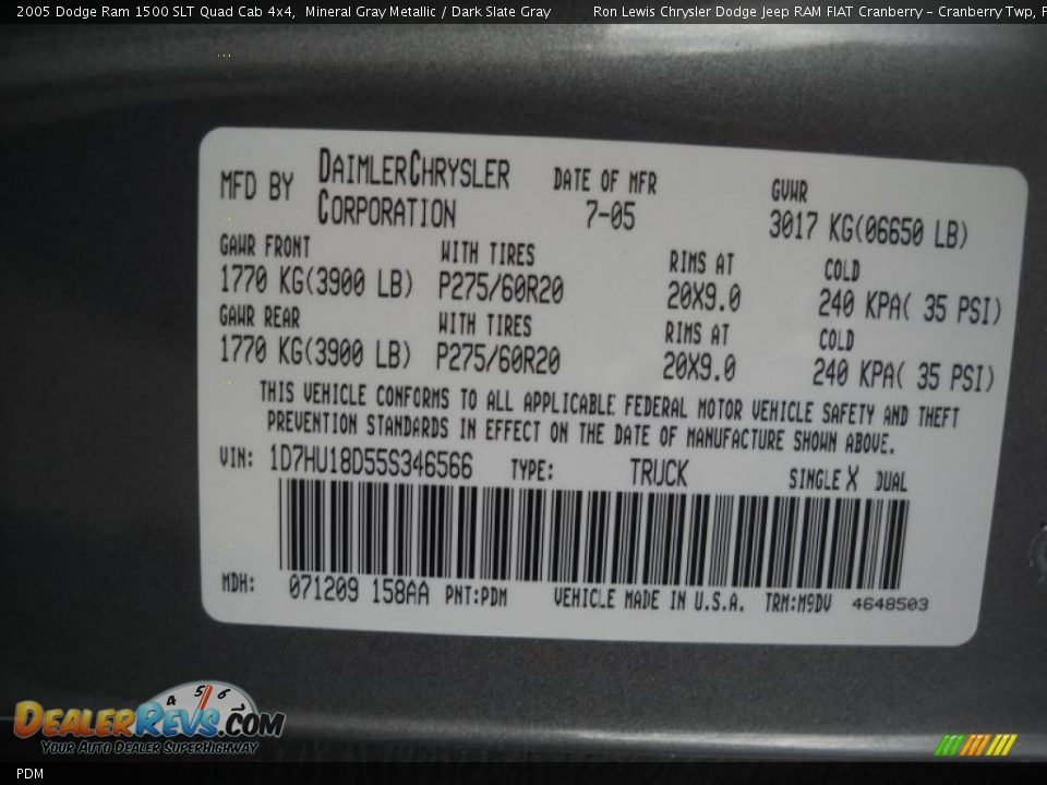 Dodge Color Code Pdm Mineral Gray Metallic Dealerrevs Com
