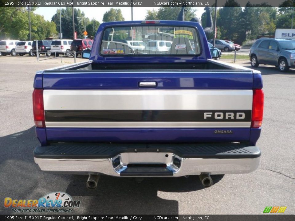 1995 Ford F150 XLT Regular Cab 4x4 Bright Sapphire Pearl Metallic / Gray Photo #5