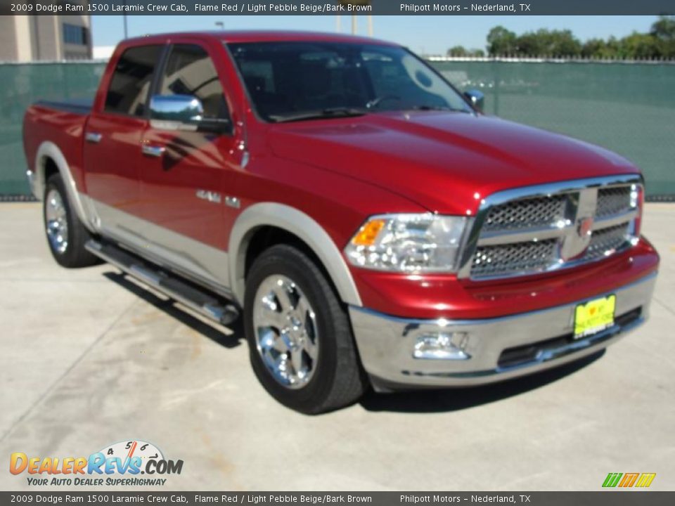 2009 Dodge Ram 1500 Laramie Crew Cab Flame Red / Light Pebble Beige/Bark Brown Photo #1