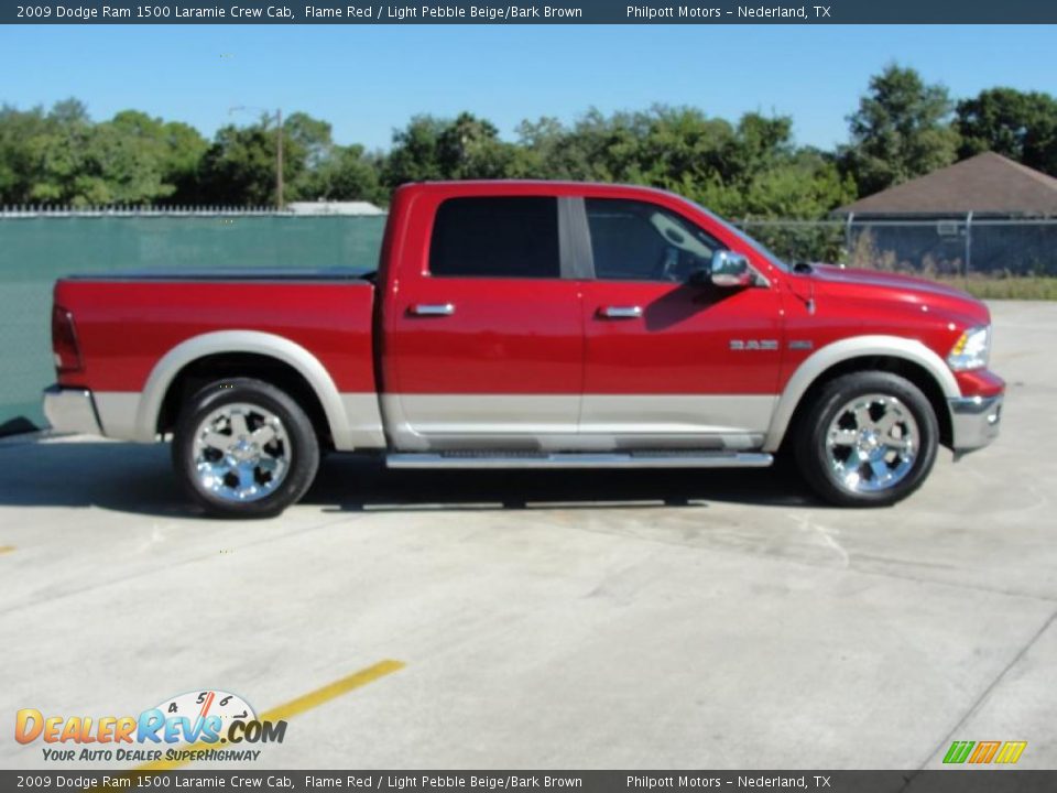 2009 Dodge Ram 1500 Laramie Crew Cab Flame Red / Light Pebble Beige/Bark Brown Photo #2