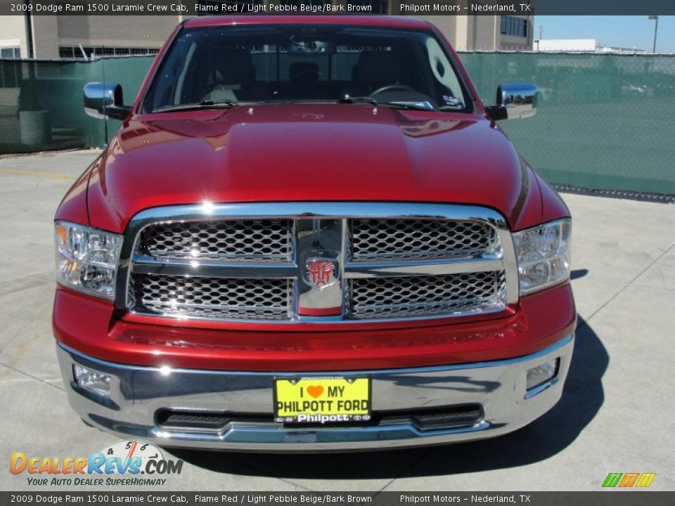 2009 Dodge Ram 1500 Laramie Crew Cab Flame Red / Light Pebble Beige/Bark Brown Photo #8