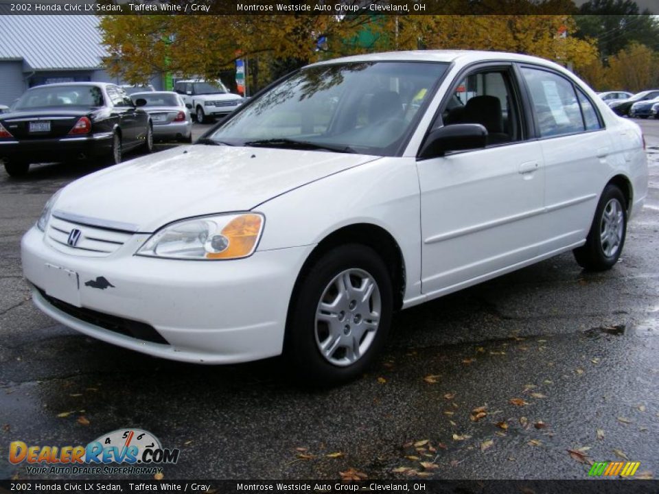 2002 Honda Civic LX Sedan Taffeta White / Gray Photo #1