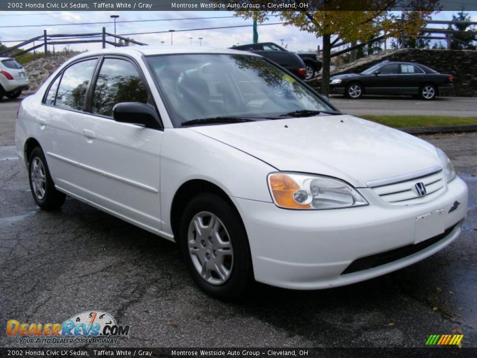 2002 Honda Civic LX Sedan Taffeta White / Gray Photo #7