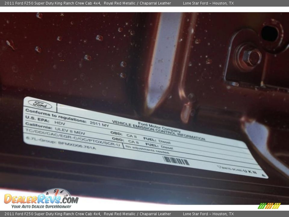 2011 Ford F250 Super Duty King Ranch Crew Cab 4x4 Royal Red Metallic / Chaparral Leather Photo #22