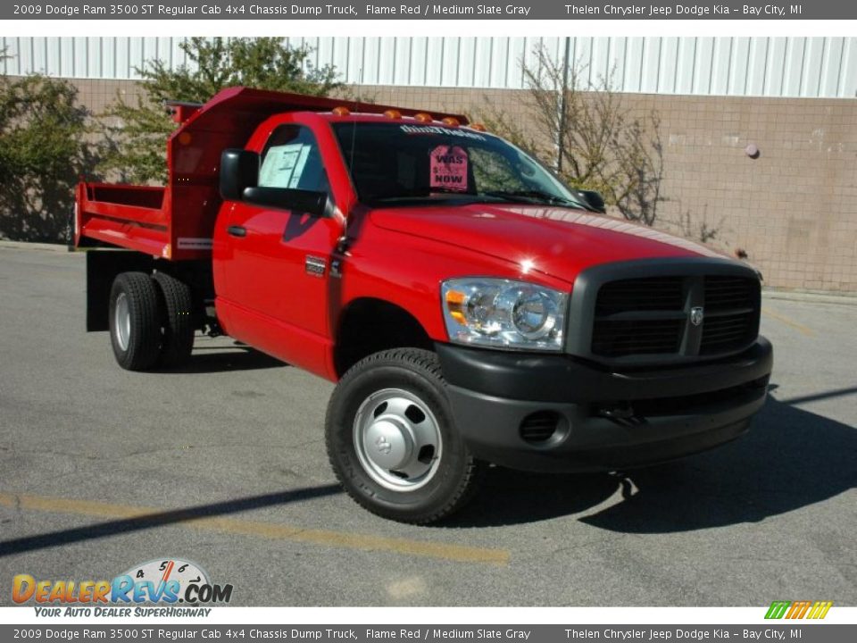 2009 Dodge Ram 3500 ST Regular Cab 4x4 Chassis Dump Truck Flame Red / Medium Slate Gray Photo #1