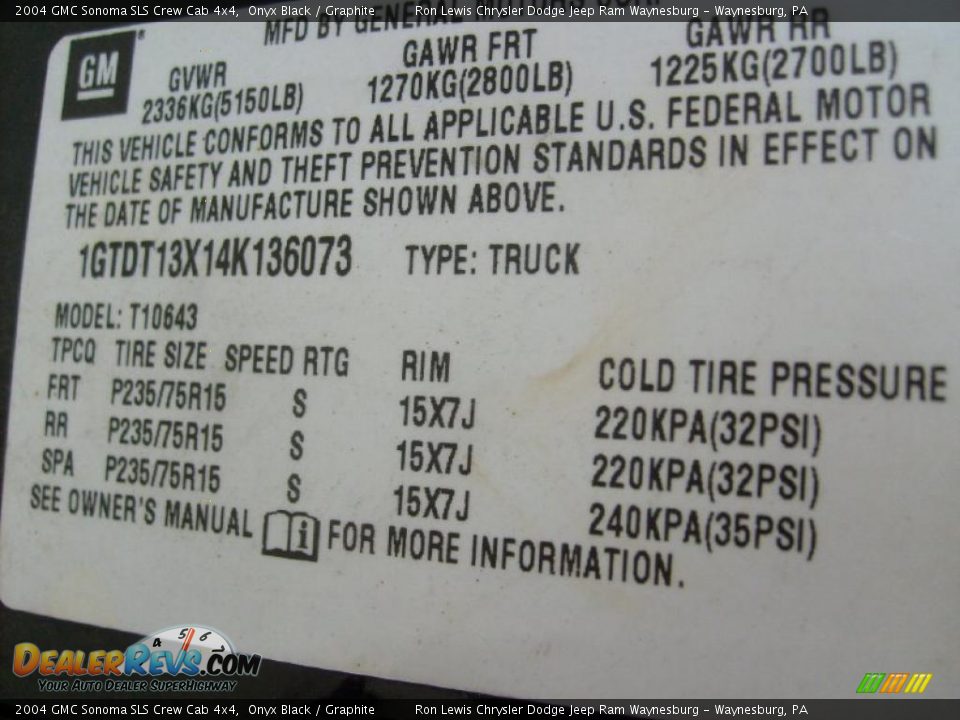 2004 GMC Sonoma SLS Crew Cab 4x4 Onyx Black / Graphite Photo #23