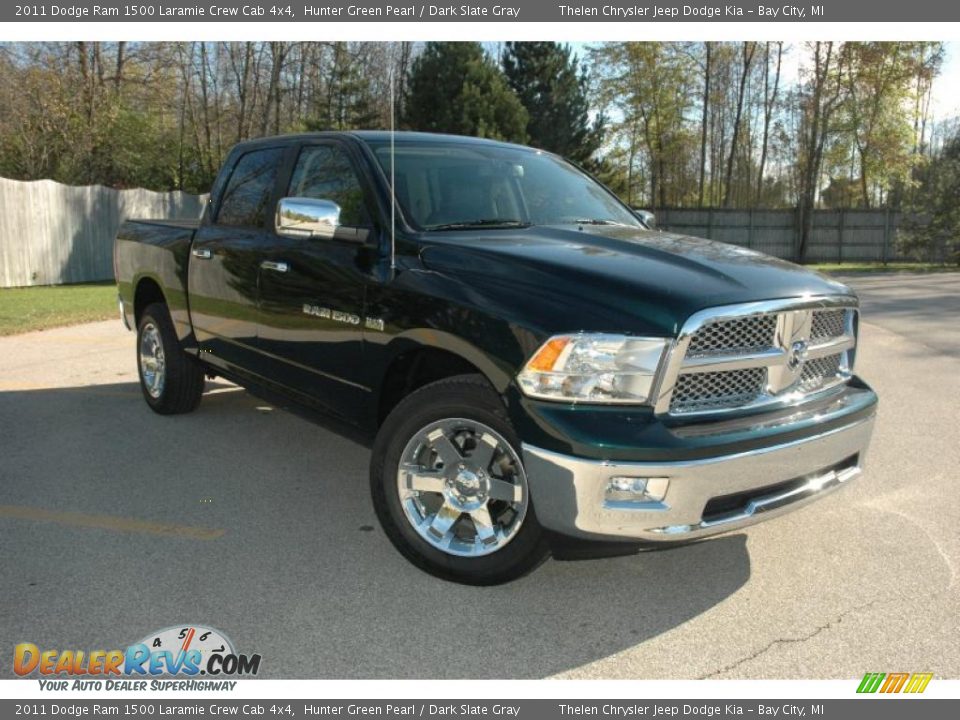 2011 Dodge Ram 1500 Laramie Crew Cab 4x4 Hunter Green Pearl / Dark Slate Gray Photo #1