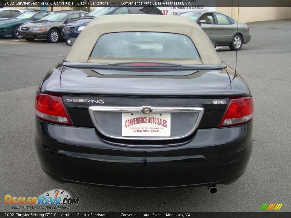 2002 Chrysler Sebring GTC Convertible Black / Sandstone Photo #7