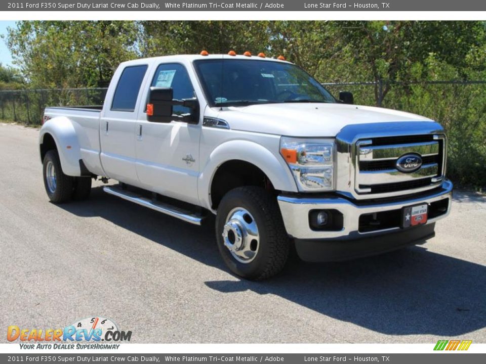 2011 Ford F350 Super Duty Lariat Crew Cab Dually White Platinum Tri-Coat Metallic / Adobe Photo #1