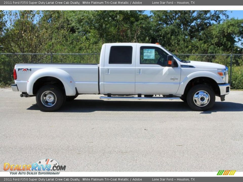 2011 Ford F350 Super Duty Lariat Crew Cab Dually White Platinum Tri-Coat Metallic / Adobe Photo #2