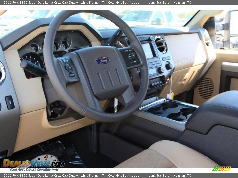 2011 Ford F350 Super Duty Lariat Crew Cab Dually White Platinum Tri-Coat Metallic / Adobe Photo #4
