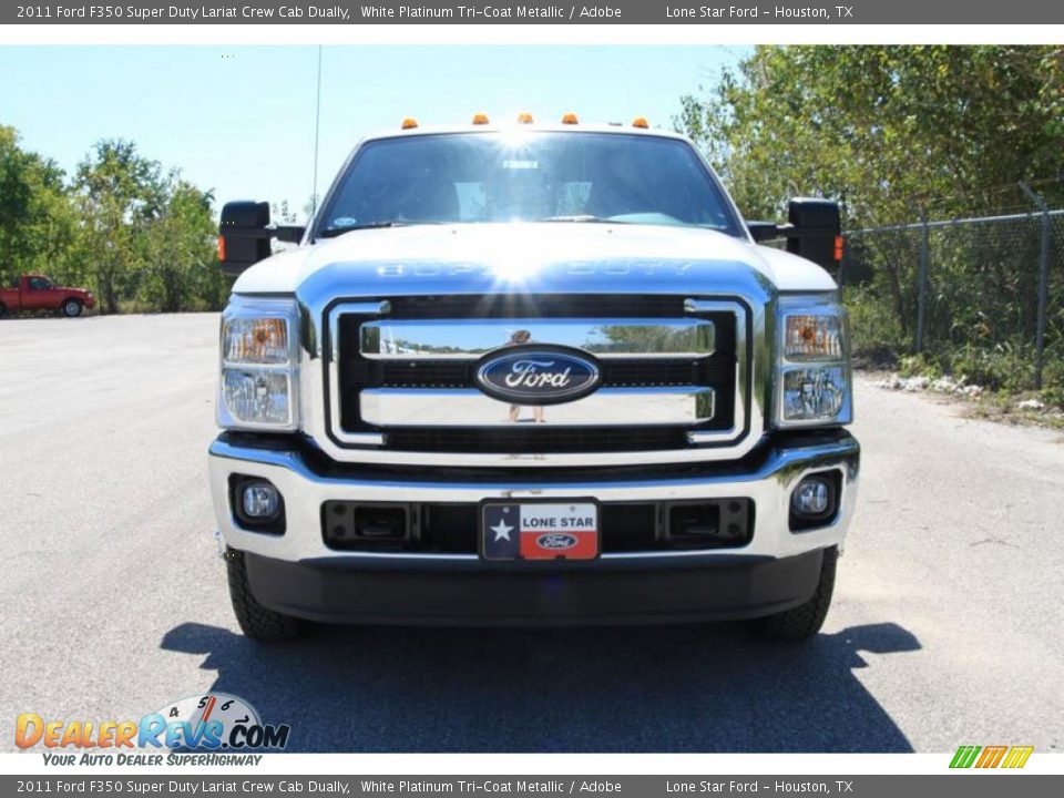 2011 Ford F350 Super Duty Lariat Crew Cab Dually White Platinum Tri-Coat Metallic / Adobe Photo #8