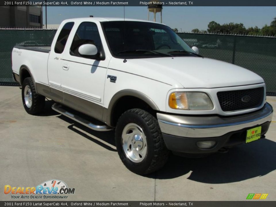 2001 Ford F150 Lariat SuperCab 4x4 Oxford White / Medium Parchment Photo #1