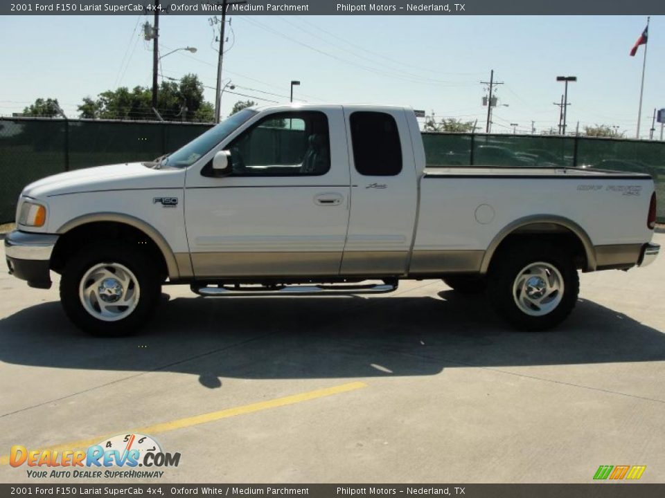 2001 Ford F150 Lariat SuperCab 4x4 Oxford White / Medium Parchment Photo #6