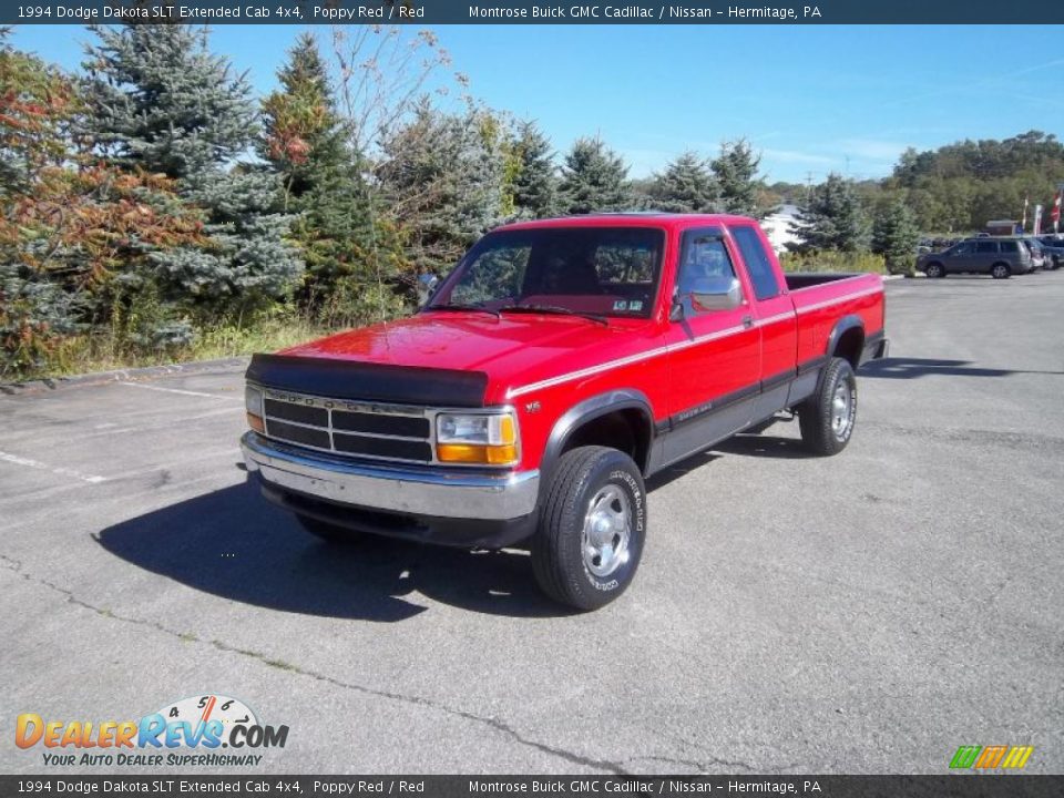 1994 Dodge Dakota SLT Extended Cab 4x4 Poppy Red / Red Photo #3