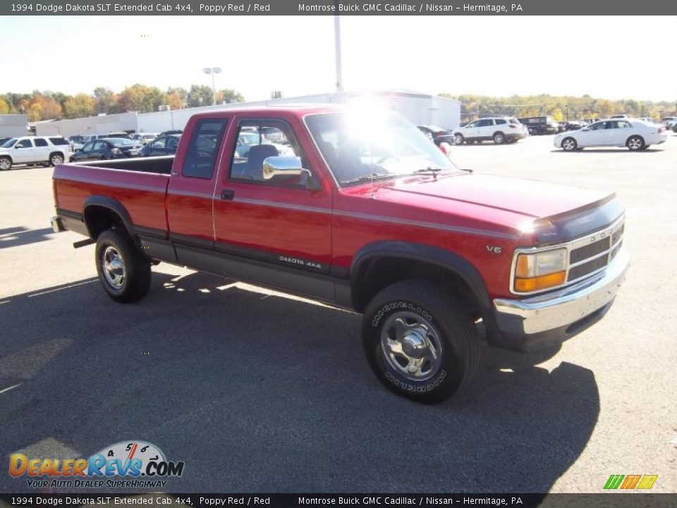 1994 Dodge Dakota SLT Extended Cab 4x4 Poppy Red / Red Photo #6