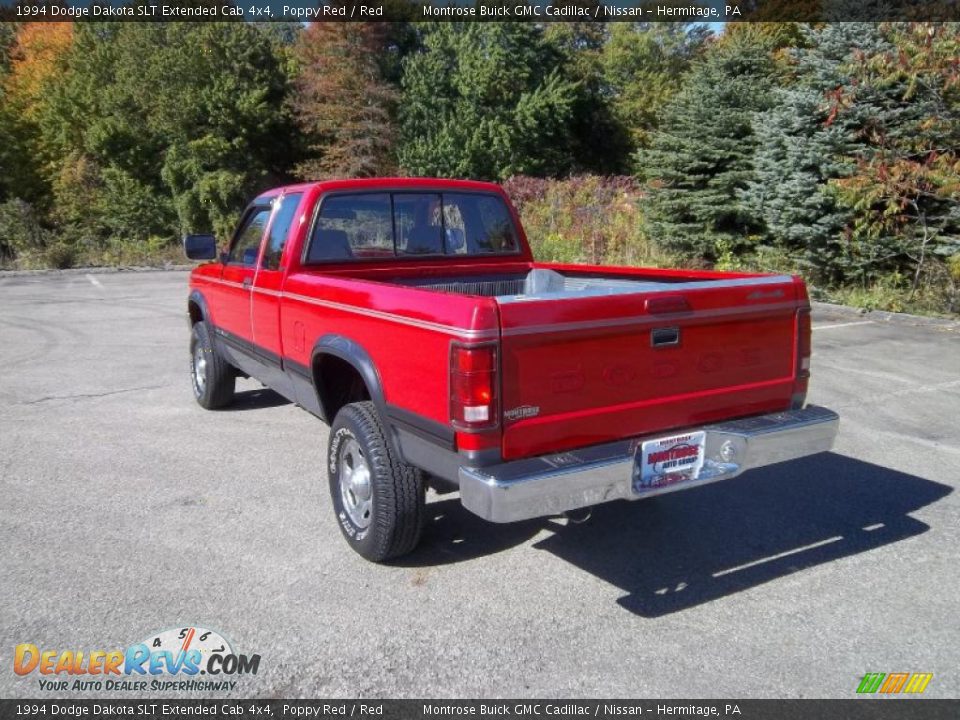 1994 Dodge Dakota SLT Extended Cab 4x4 Poppy Red / Red Photo #11