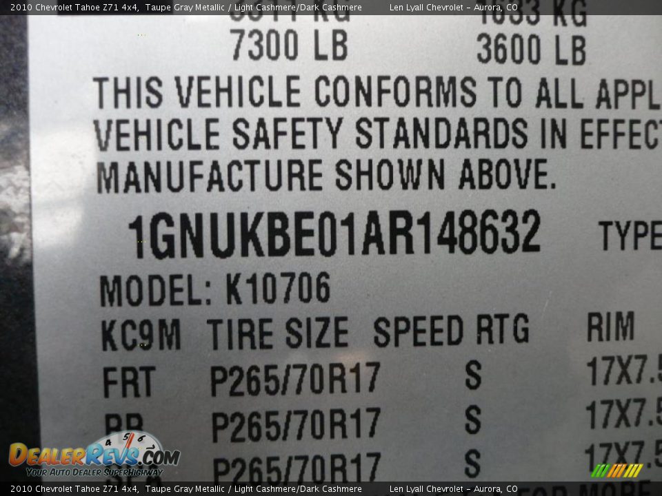 2010 Chevrolet Tahoe Z71 4x4 Taupe Gray Metallic / Light Cashmere/Dark Cashmere Photo #36