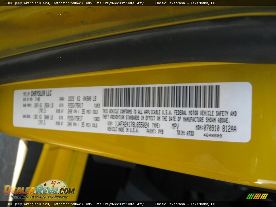 2008 Jeep Wrangler X 4x4 Detonator Yellow / Dark Slate Gray/Medium Slate Gray Photo #25
