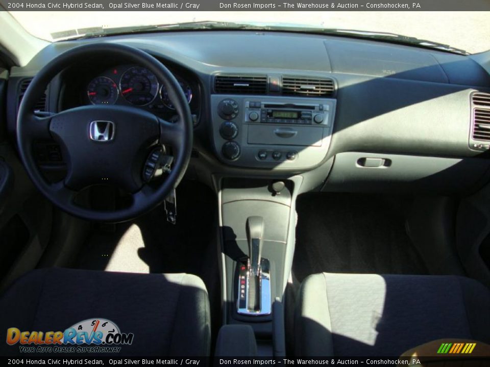 2004 Honda Civic Hybrid Sedan Opal Silver Blue Metallic / Gray Photo #25
