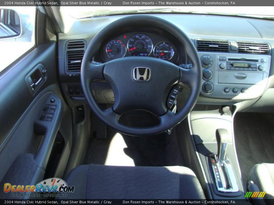 2004 Honda Civic Hybrid Sedan Opal Silver Blue Metallic / Gray Photo #26
