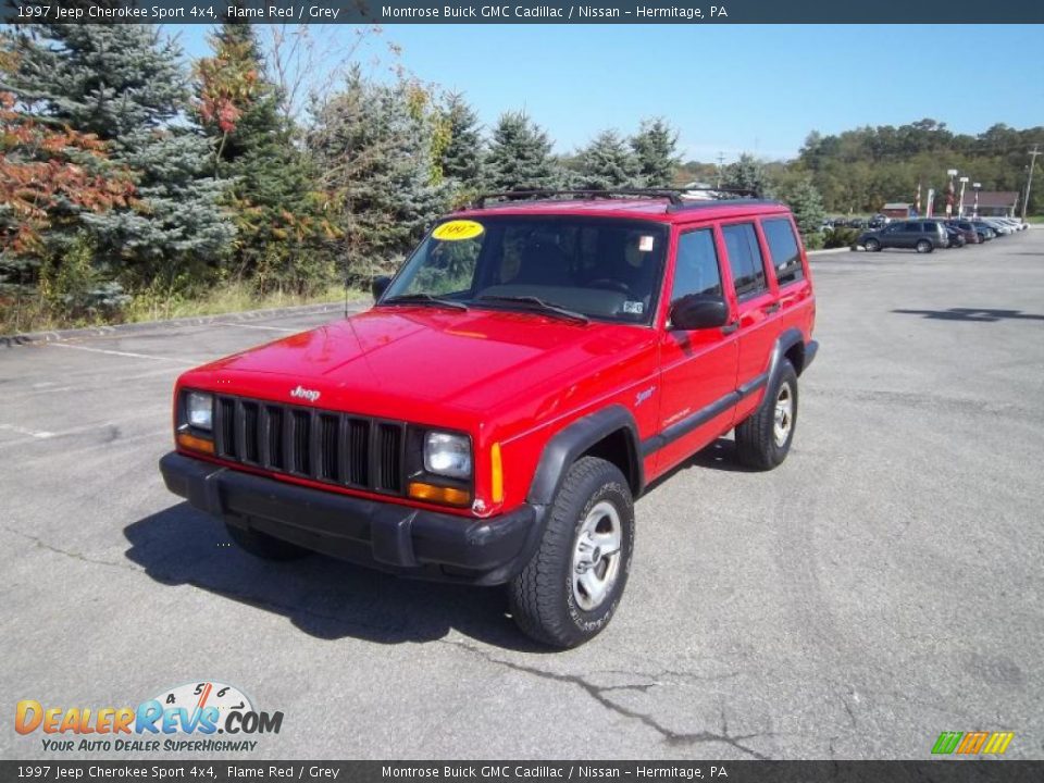 1997 Jeep Cherokee Sport 4x4 Flame Red / Grey Photo #3