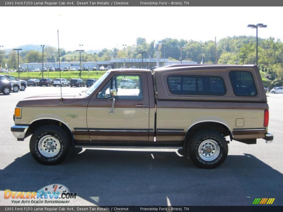 1991 Ford F150 Lariat Regular Cab 4x4 Desert Tan Metallic / Chestnut Photo #1