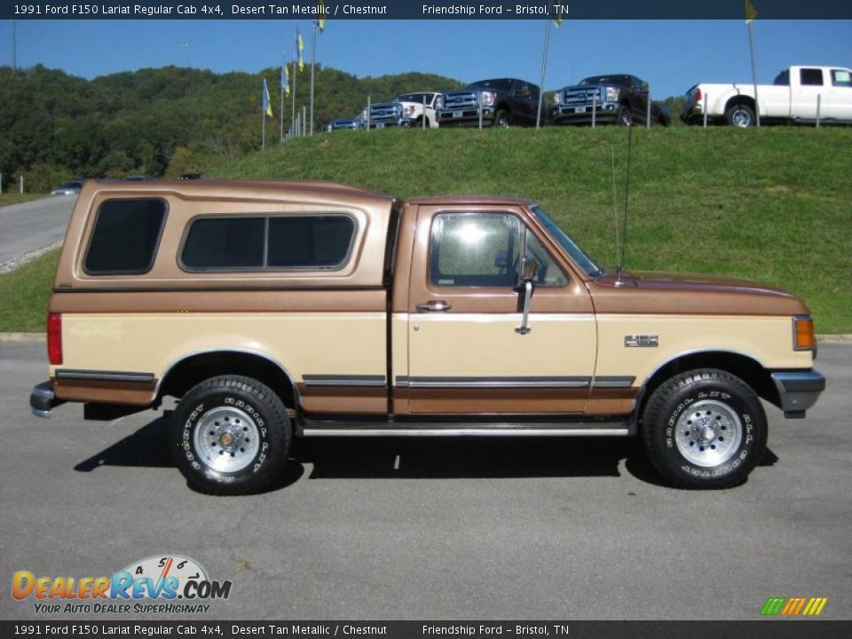 1991 Ford F150 Lariat Regular Cab 4x4 Desert Tan Metallic / Chestnut Photo #5