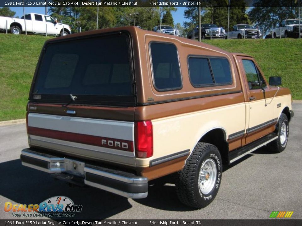 1991 Ford F150 Lariat Regular Cab 4x4 Desert Tan Metallic / Chestnut Photo #6