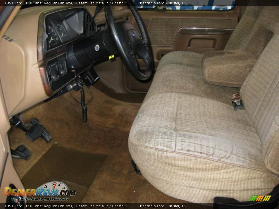 1991 Ford F150 Lariat Regular Cab 4x4 Desert Tan Metallic / Chestnut Photo #15