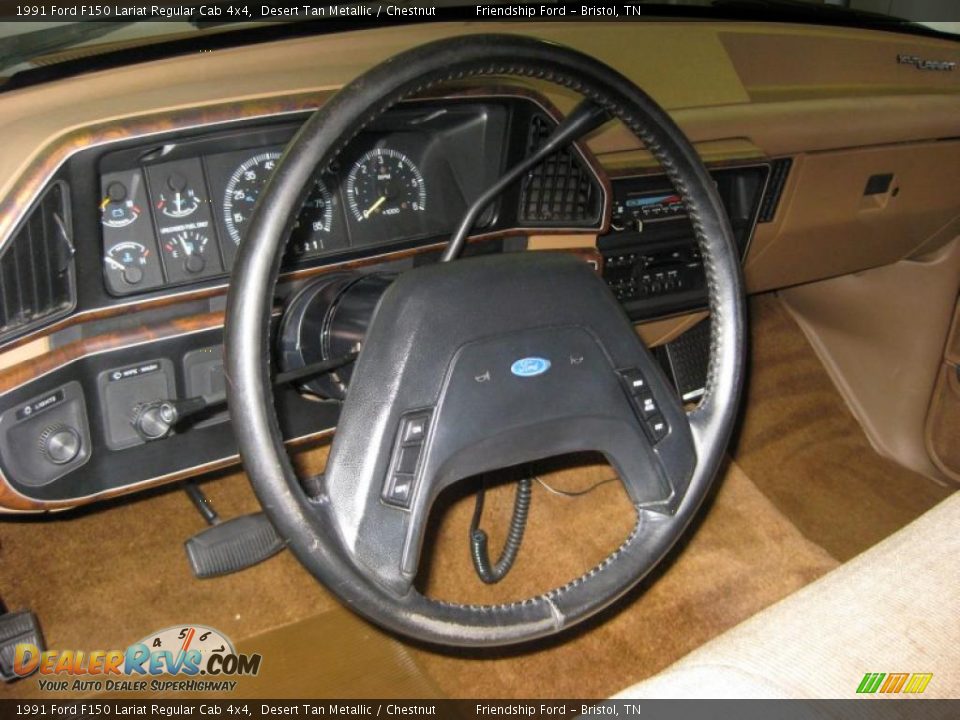 1991 Ford F150 Lariat Regular Cab 4x4 Desert Tan Metallic / Chestnut Photo #21