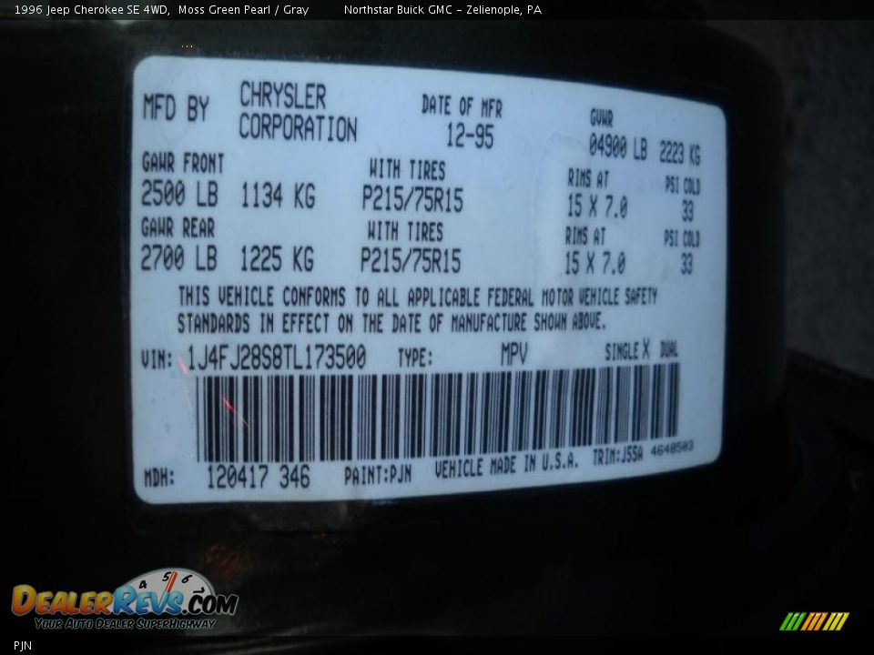 Jeep Color Code PJN Moss Green Pearl