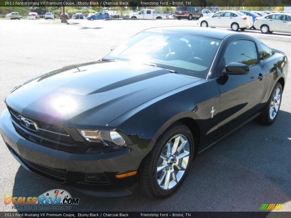 2011 Ford Mustang V6 Premium Coupe Ebony Black / Charcoal Black Photo #2