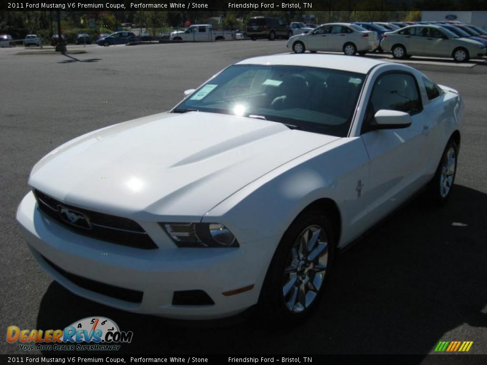 2011 Ford Mustang V6 Premium Coupe Performance White / Stone Photo #2