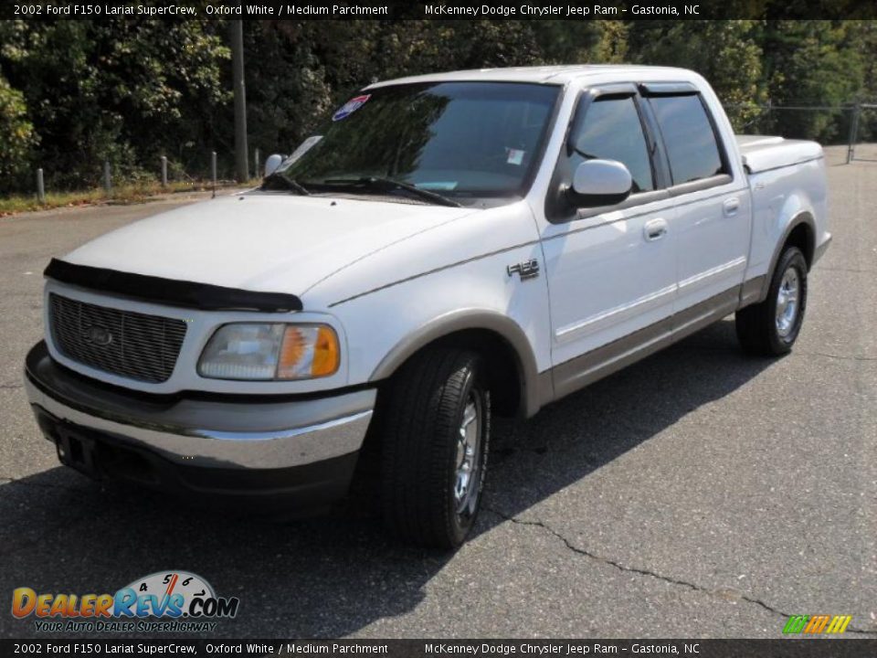 2002 Ford F150 Lariat SuperCrew Oxford White / Medium Parchment Photo #1