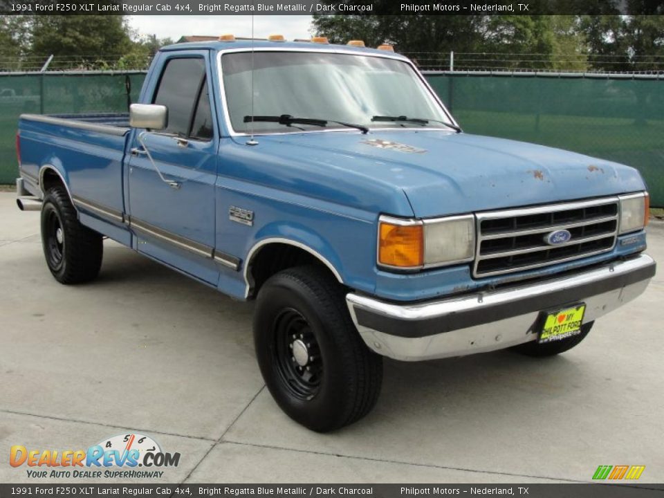 1991 Ford F250 XLT Lariat Regular Cab 4x4 Bright Regatta Blue Metallic / Dark Charcoal Photo #1