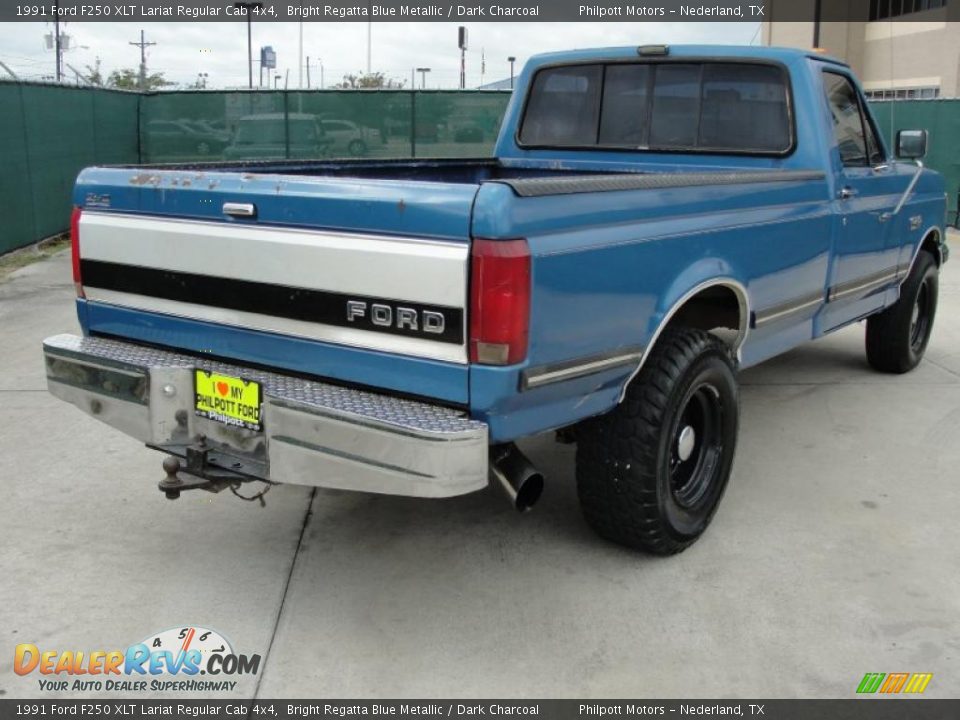 1991 Ford F250 XLT Lariat Regular Cab 4x4 Bright Regatta Blue Metallic / Dark Charcoal Photo #3