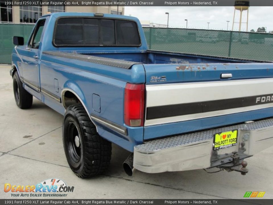 1991 Ford F250 XLT Lariat Regular Cab 4x4 Bright Regatta Blue Metallic / Dark Charcoal Photo #5