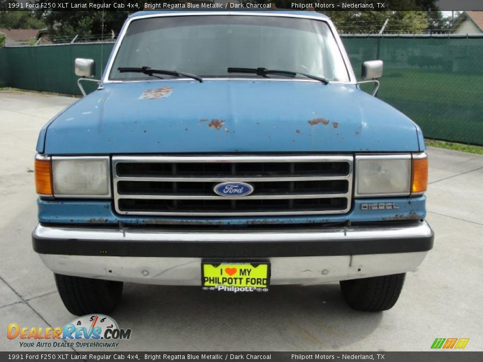 1991 Ford F250 XLT Lariat Regular Cab 4x4 Bright Regatta Blue Metallic / Dark Charcoal Photo #8