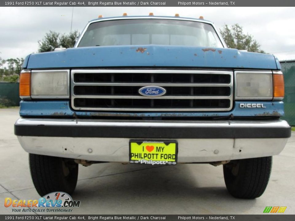 1991 Ford F250 XLT Lariat Regular Cab 4x4 Bright Regatta Blue Metallic / Dark Charcoal Photo #9