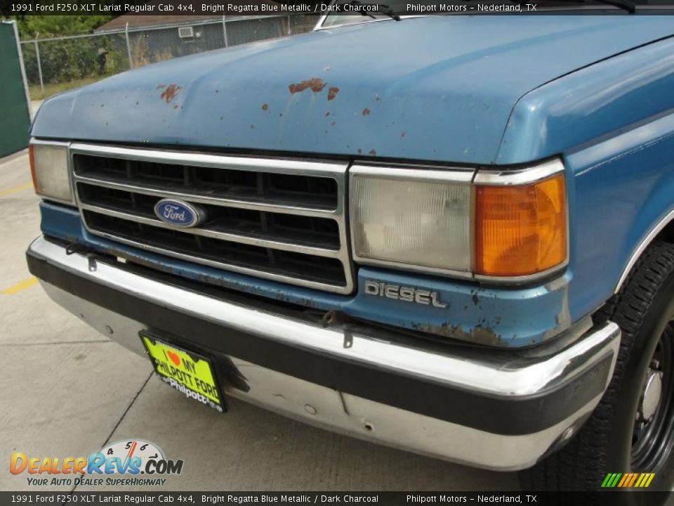 1991 Ford F250 XLT Lariat Regular Cab 4x4 Bright Regatta Blue Metallic / Dark Charcoal Photo #11