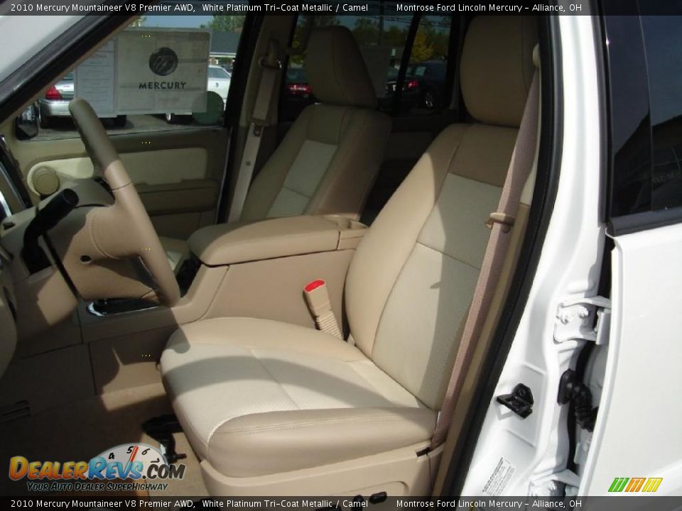 2010 Mercury Mountaineer V8 Premier AWD White Platinum Tri-Coat Metallic / Camel Photo #11