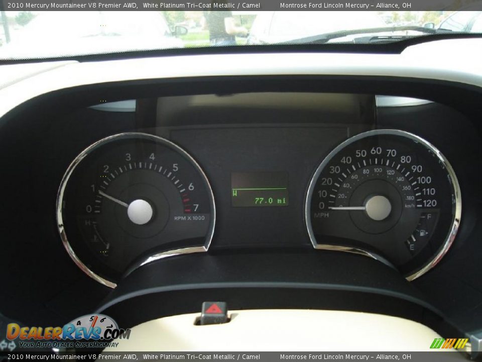 2010 Mercury Mountaineer V8 Premier AWD White Platinum Tri-Coat Metallic / Camel Photo #17