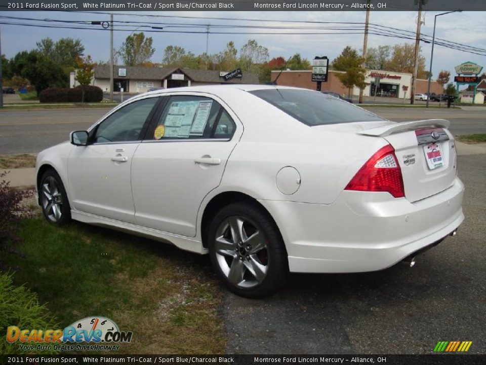 2011 Ford Fusion Sport White Platinum Tri-Coat / Sport Blue/Charcoal Black Photo #2