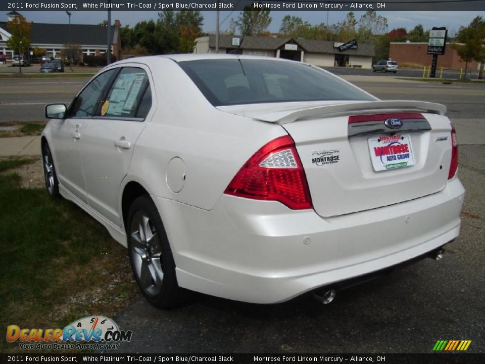 2011 Ford Fusion Sport White Platinum Tri-Coat / Sport Blue/Charcoal Black Photo #3