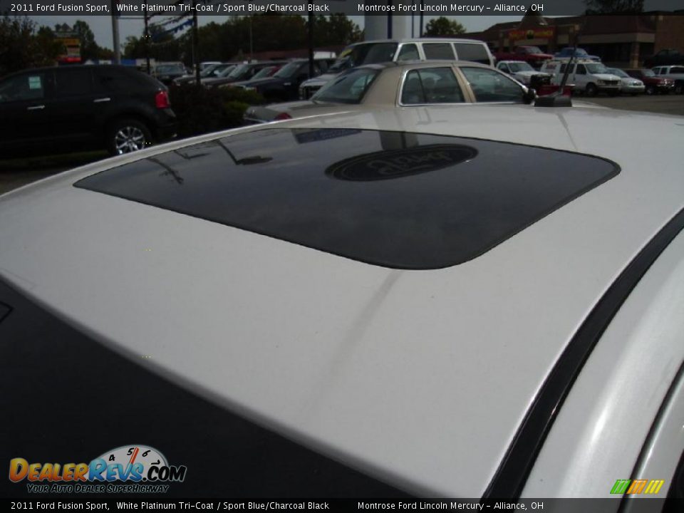2011 Ford Fusion Sport White Platinum Tri-Coat / Sport Blue/Charcoal Black Photo #10